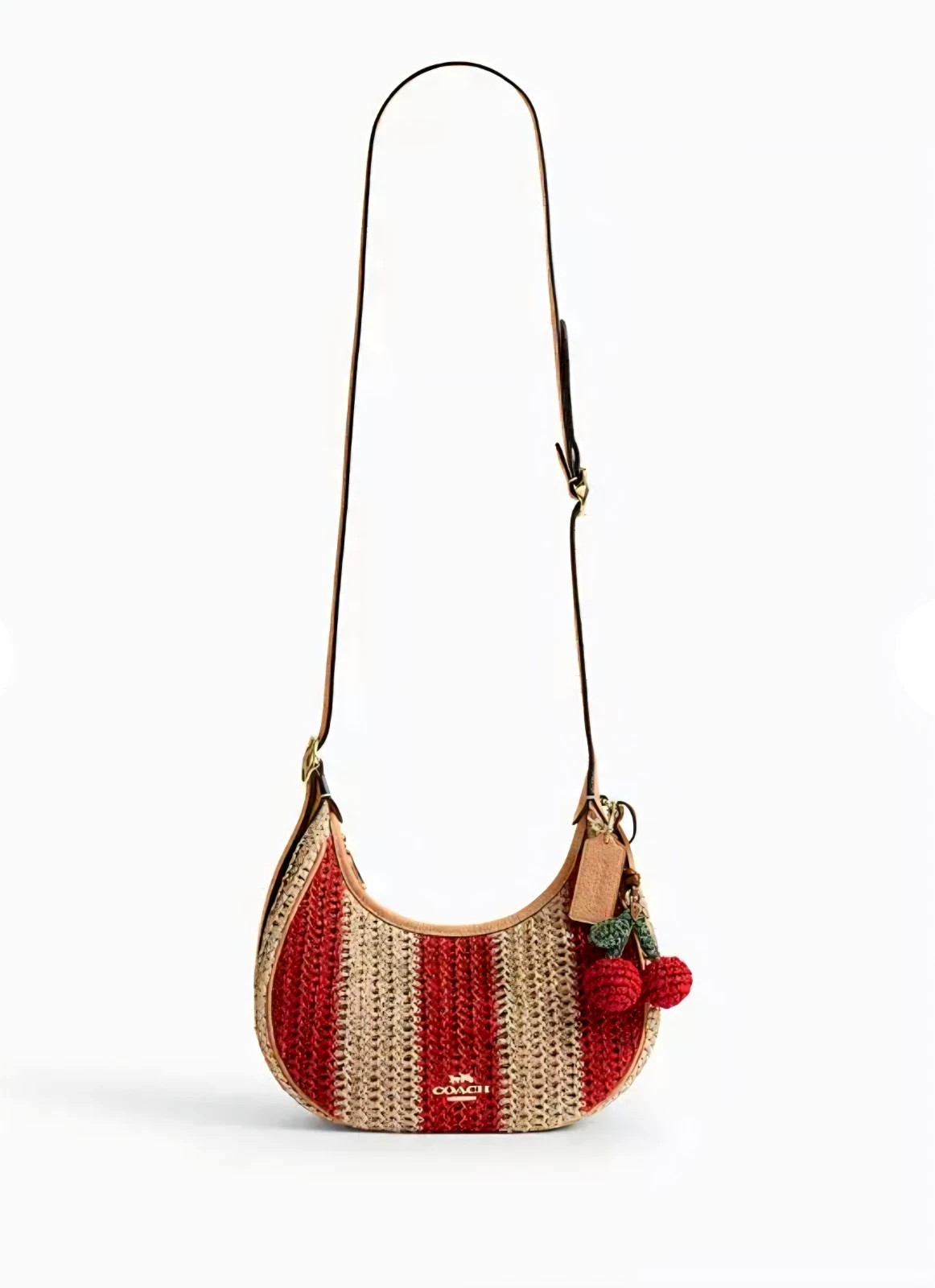 COACH Emily Shoulder Bag With Charm Red/Tan CEN03 BRAND NEW🎀NWT🍒