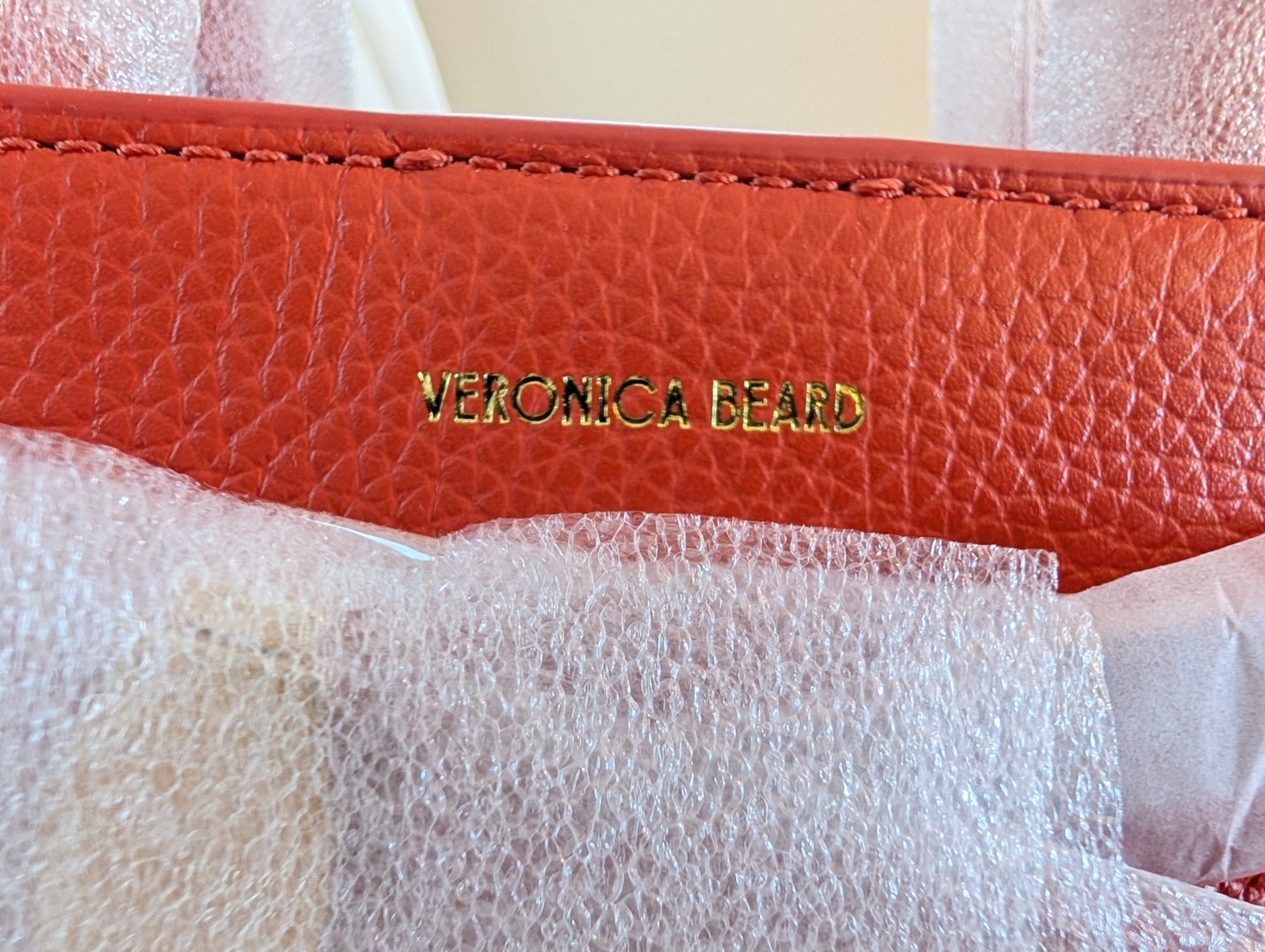 NEW Mini Veronica Beard Dash Bag Persimmon Red-Orange Leather Top-Handle Handbag