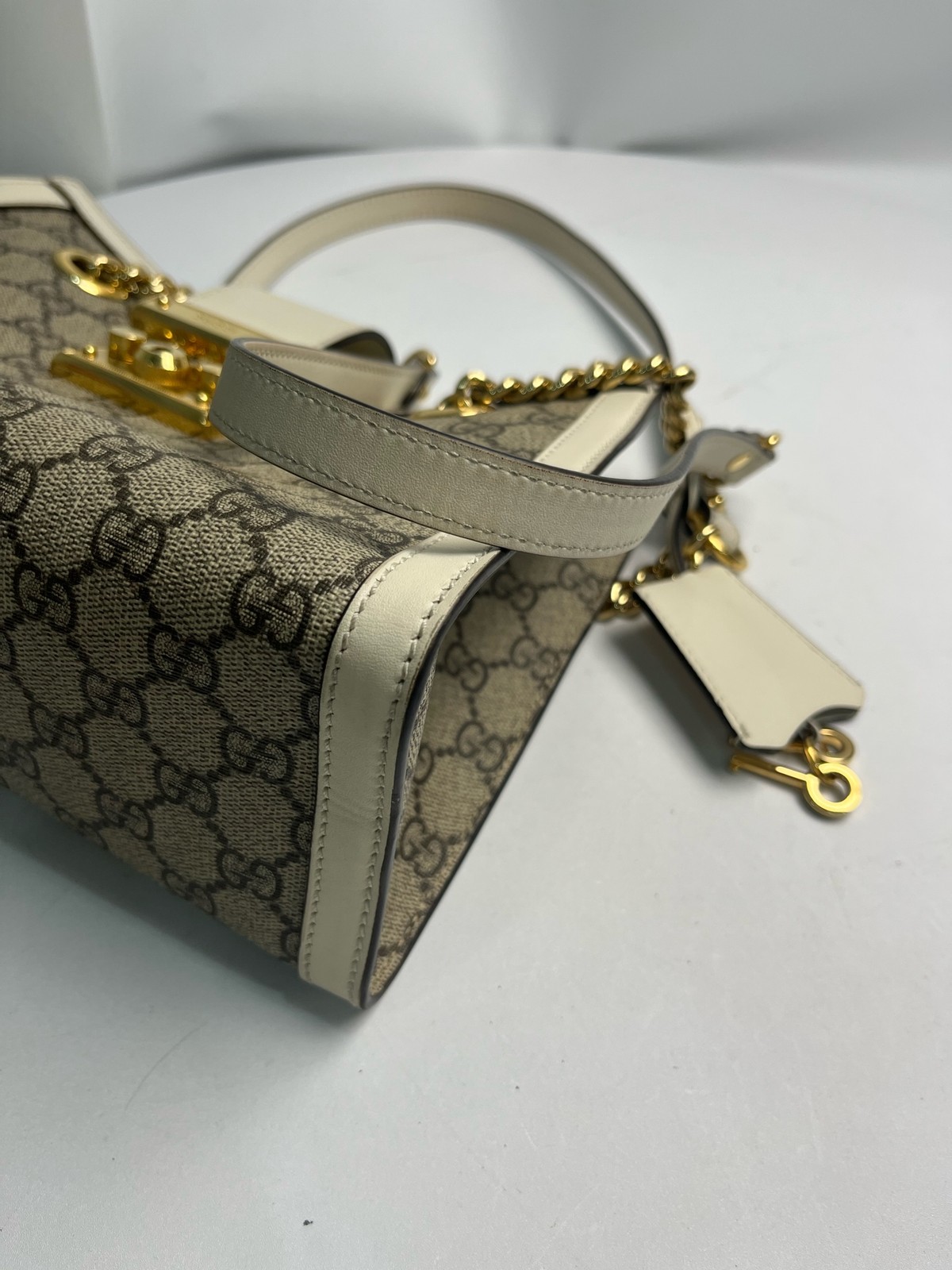 Gucci Padlock Normal Beige White GG Canvas Shoulder Crossbody Bag Duty Paid