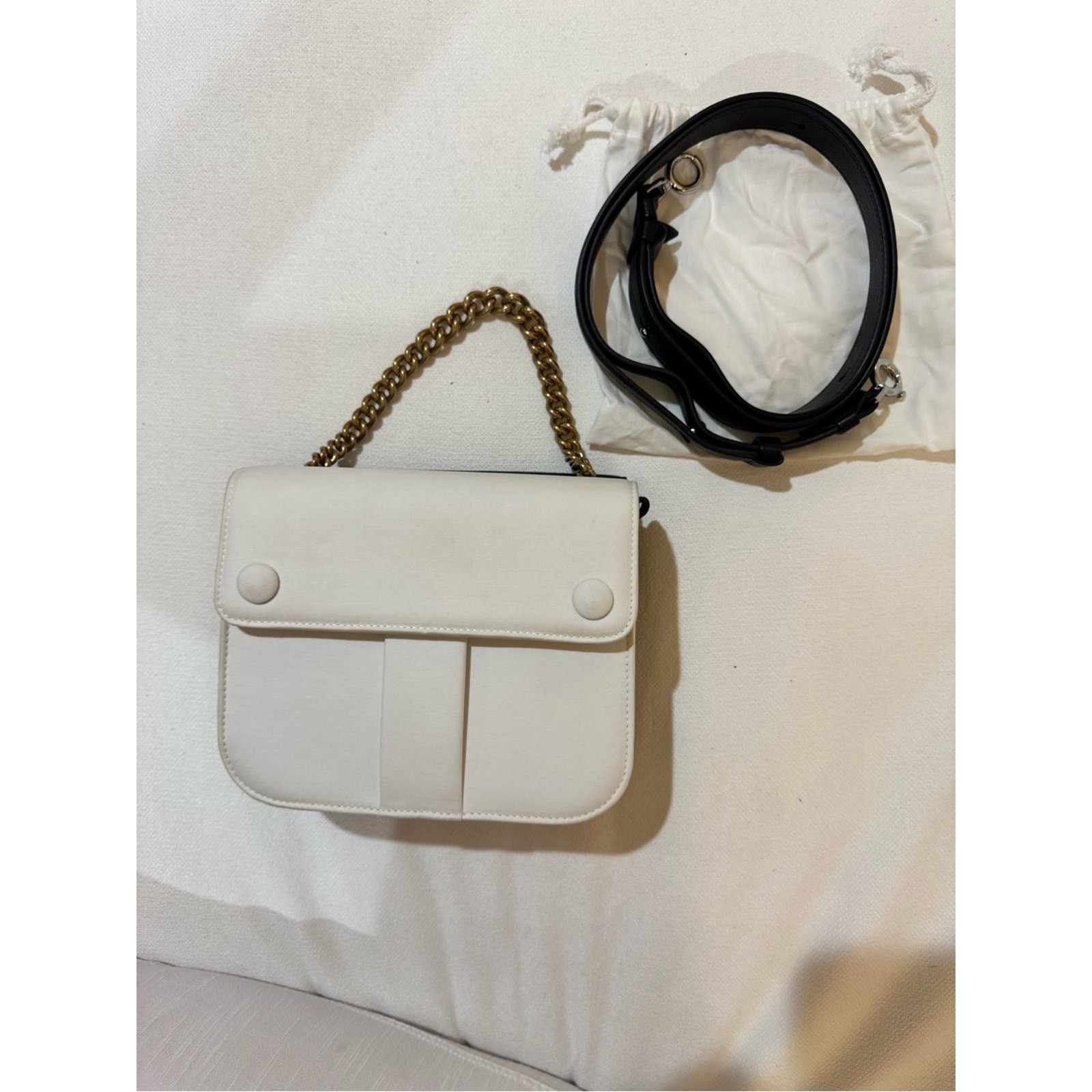Maison Margiela Black & White Leather Crossbody Bag with Gold Chain