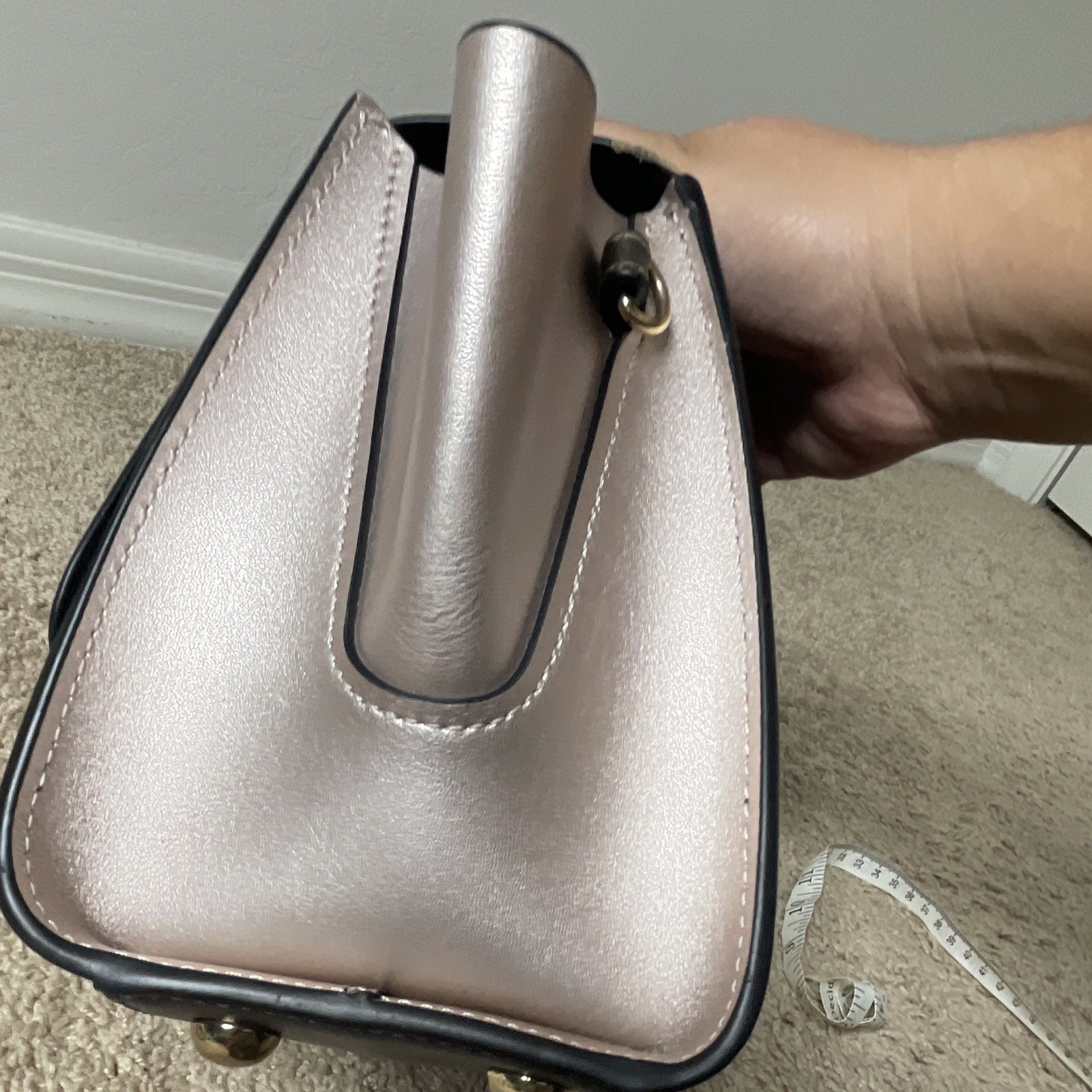 Zac Posen Brown Satchel Top Handle Detach Strap Turn Lock Gold Hardware Small