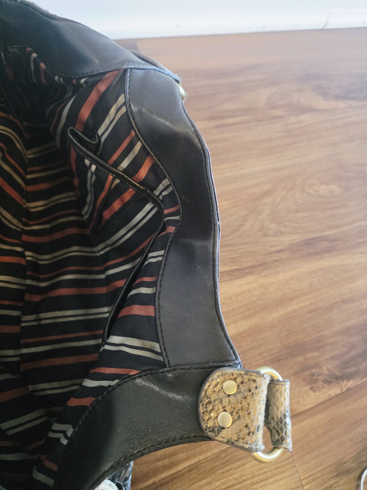 Large Original By SHARIF 1827 Snakeskin Embossed Floral Satchel Purse