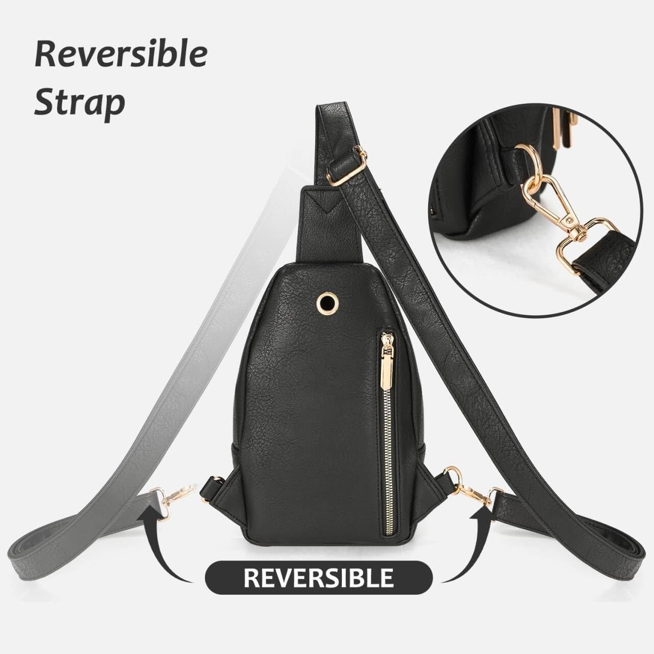 Sling Bag Men Crossbody Chest PU Leather Shoulder Purse Backpack Travel