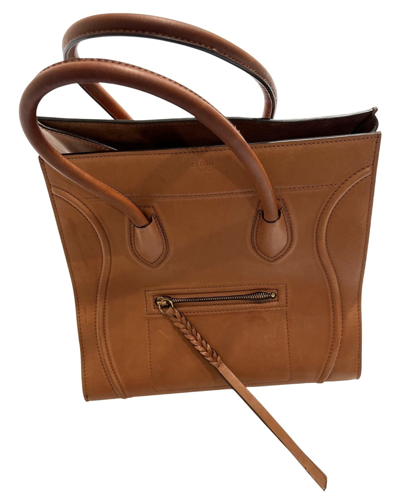 Celine Luggage Medium Phantom Tote in Brown Leather