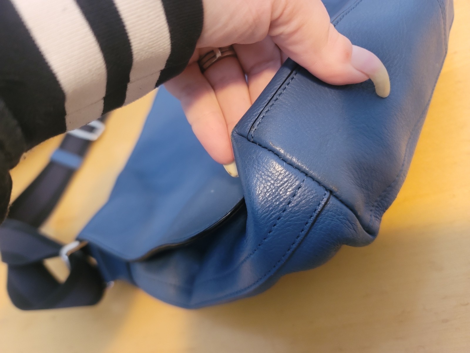Coach Charles Messenger Bag in Blue Pebbled Leather
