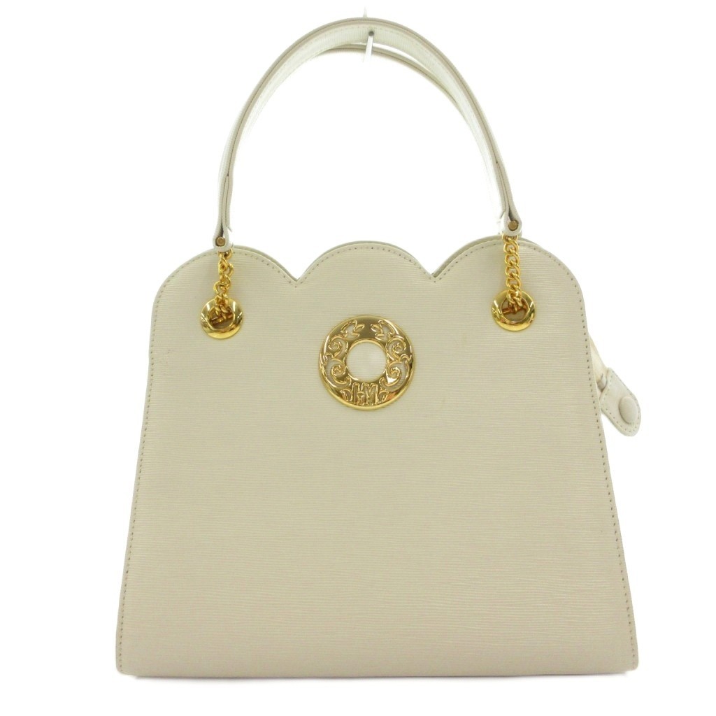 HANAE MORI White Leather Handbag AB Condition, 8×8.5×4.1in, Vintage