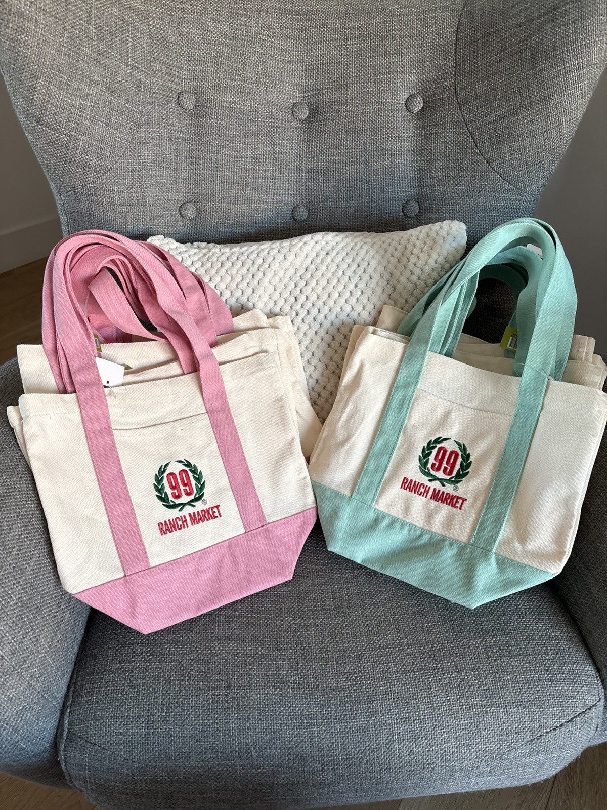 99 Ranch Market Tote Bag Pastel Pink/Pastel Green/New