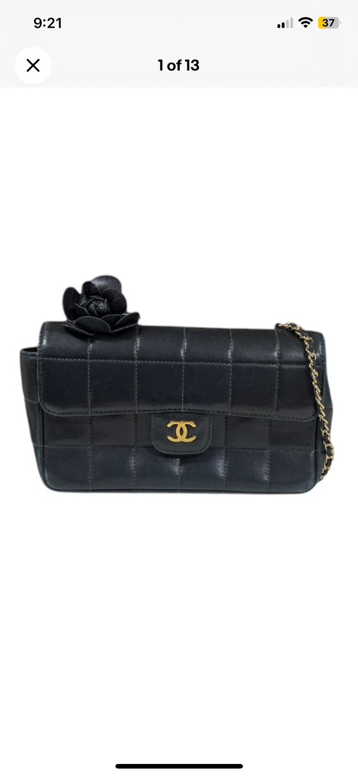 CHANEL Shoulder Bag Cross Body 16780 lambskin Chain Chocolate Bar Camelia used