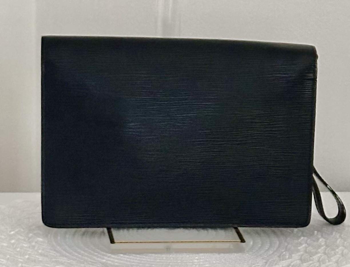 Louis Vuitton Black Epi Pochette Sellier Dragonne Clutch Wristlet Dust-bag COA