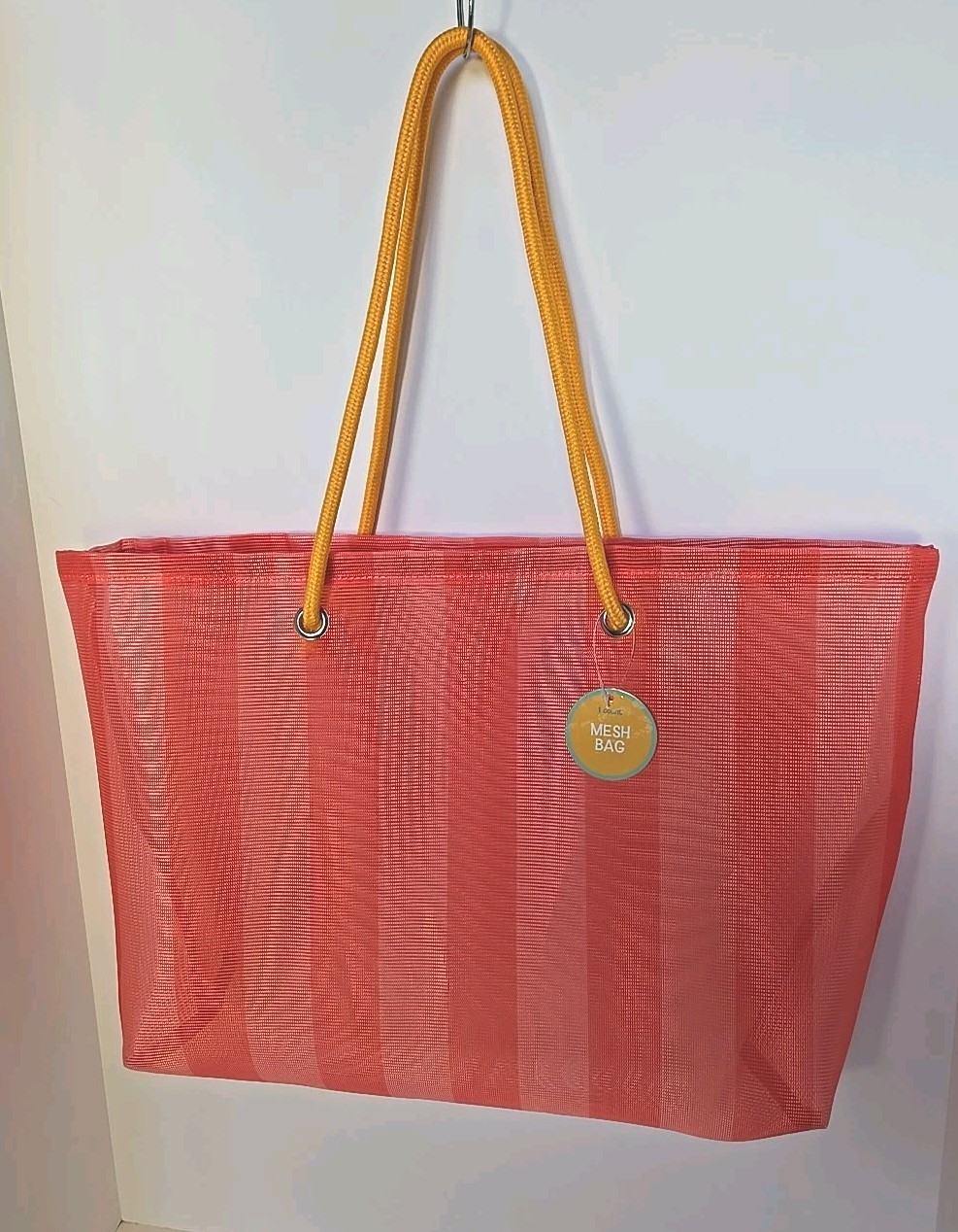 5 Pack Two-toned Striped Mesh Beach Bag Large Tote Approx 20″W x 15″H Summer