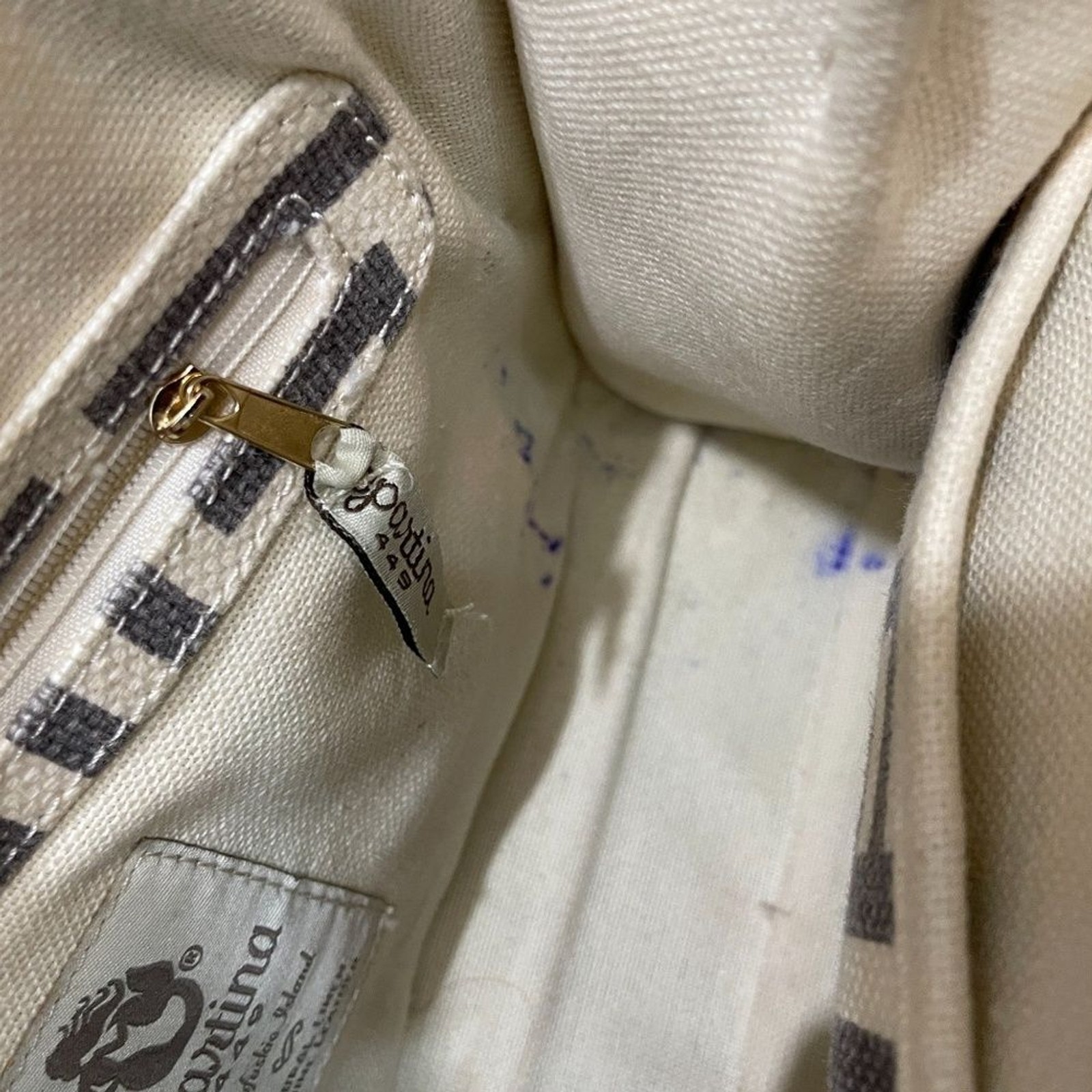 Spartina 449 Grey Ivory Handbag Pockets (some staining inside see images)