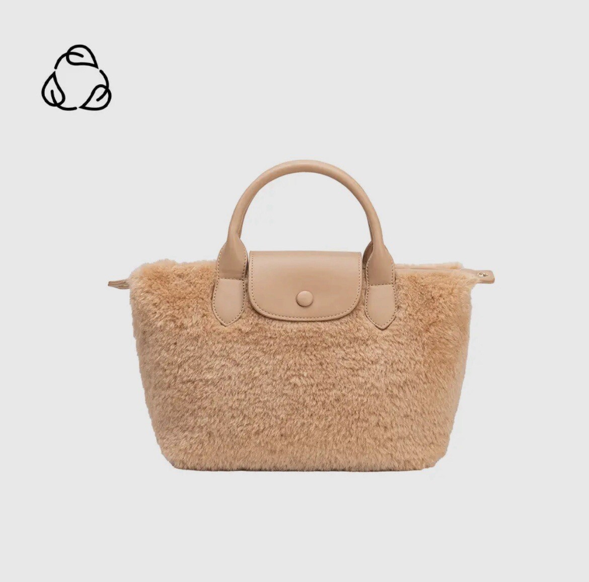 New! Melie Bianco Winnie Sherpa Top Handle & Crossbody Bag – NWT Tan $150 MSRP