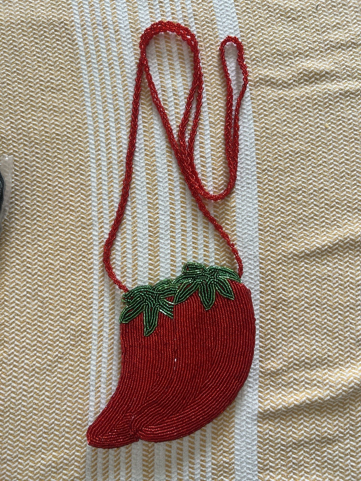 Red Chilli Pepper Beaded Purse: Crossbody: VTG New Deadstock/Small Crossbody Bag