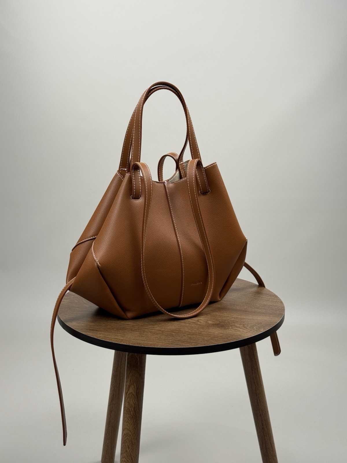 Polène Cyme Tote Bag Camel Leather Authentic Made in Spain