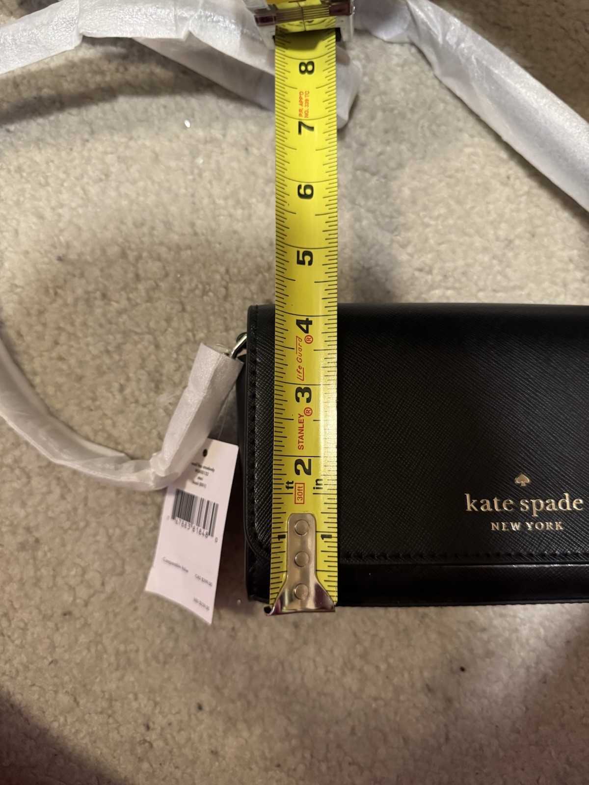 NWT BLACK KATE SPADE SMALL FLAP STACI CROSSBODY MSRP $239 SILVER HARDWARE