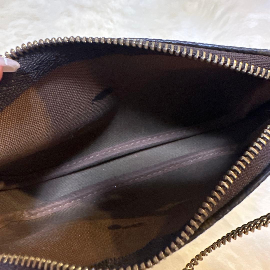 Louis Vuitton Mini Pochette Monogram Leather Brown Authentic Crossbody Bag