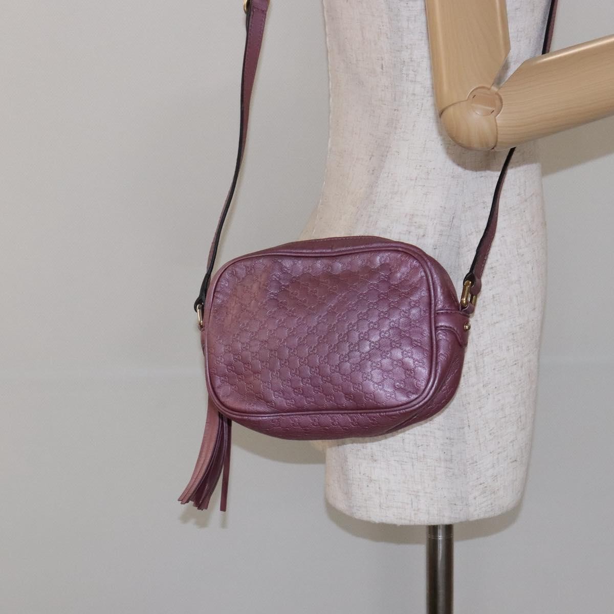 GUCCI Micro GG Canvas Guccissima Bag Leather Pink Gold 309538 Auth sw1136