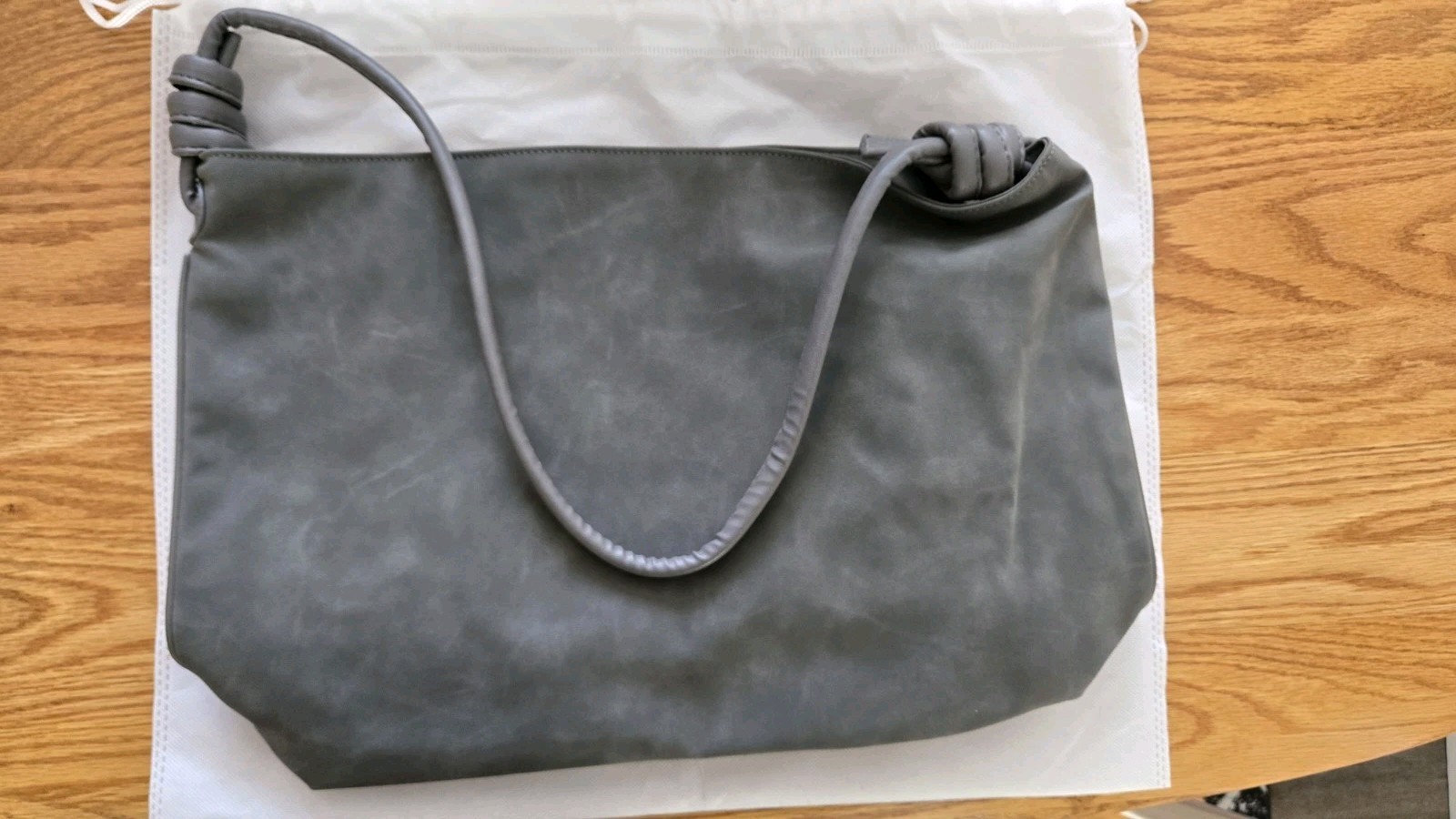 8 Other Reasons Betsy Slouch Tote Shoulder Hobo Bag Stone Gray VEGAN Suede Dust