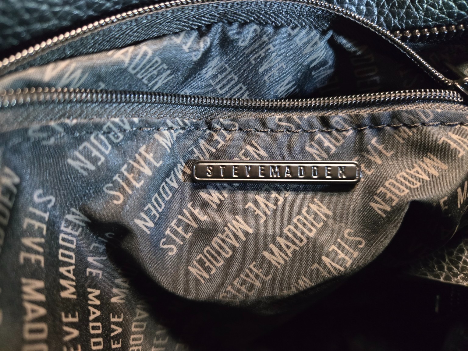 Steve Madden Black Pebbled Faux Leather Satchel Crossbody Tote Shoulder Bag
