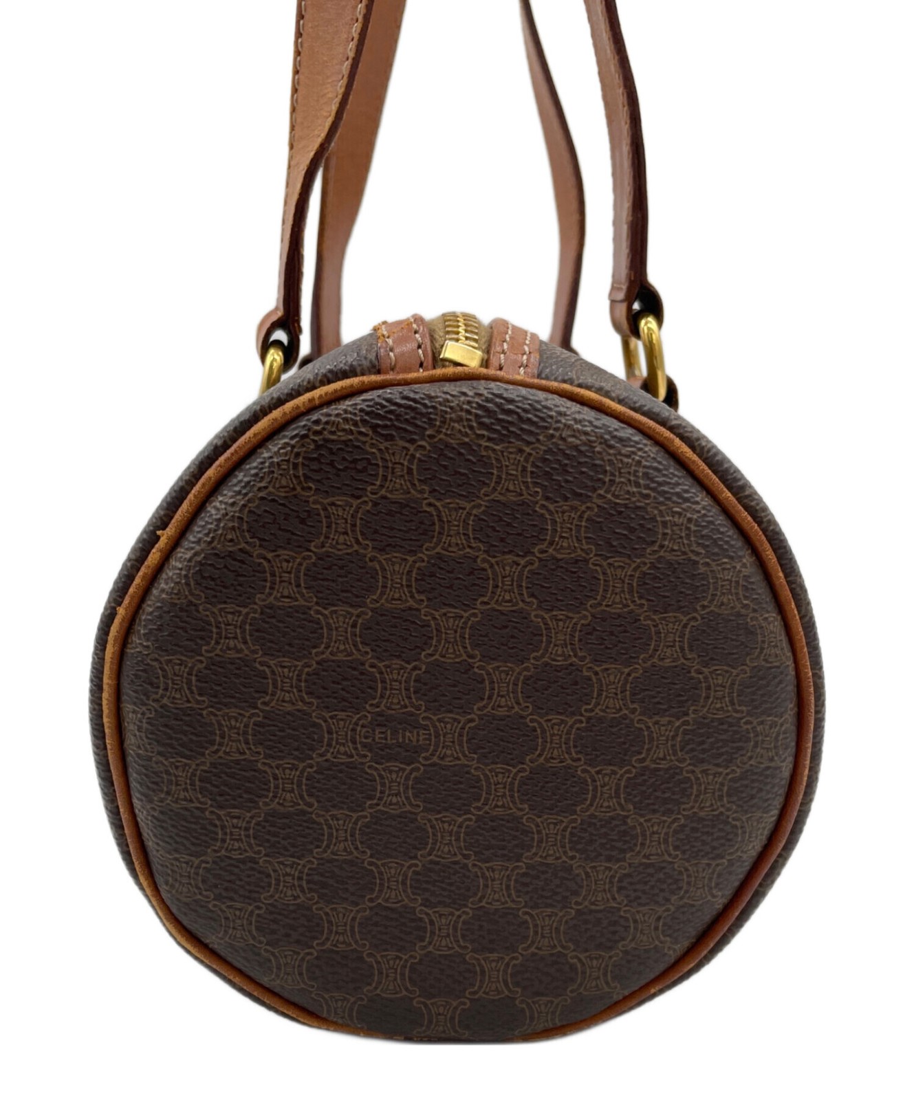 Celine Monogram Leather Handbag Shoulder Bag Gold Hardware Italy Mini bostonBag