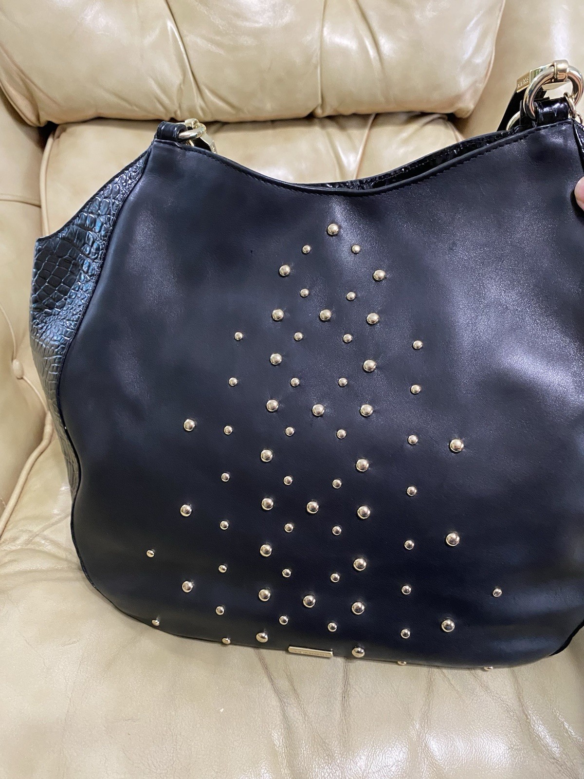 RARE Brahmin Nara Marianna Studded Leather Bag Large Melbourne Tassel Black/Gold