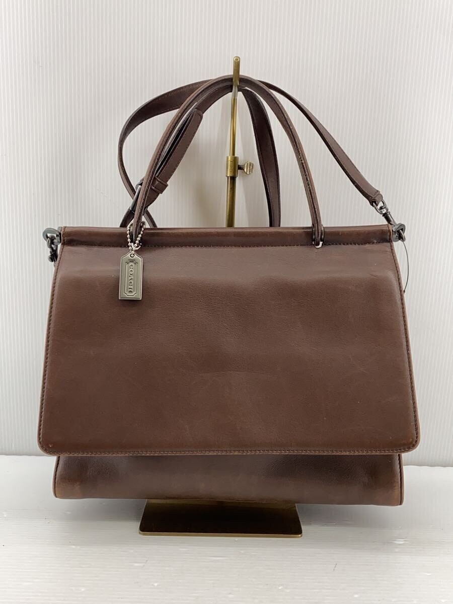 COACH Brown Leather Vintage Handbag Double Handle 1037 9185 Women 27.5cm