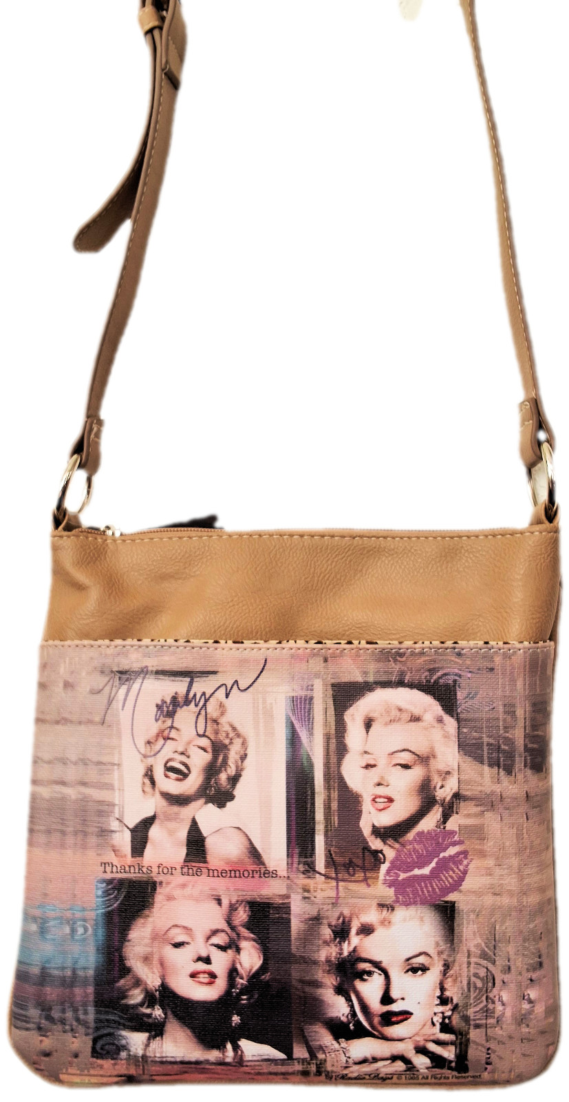 Marilyn Monroe Travel Messenger Bag Crossbody Handbags Beige 10 in x1 0 in