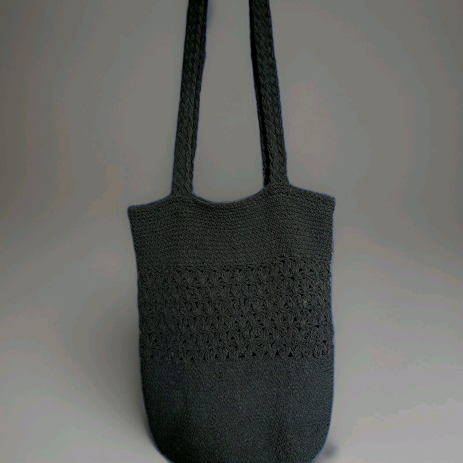 Small Black Crocheted Bucket Bag (Unbranded)
