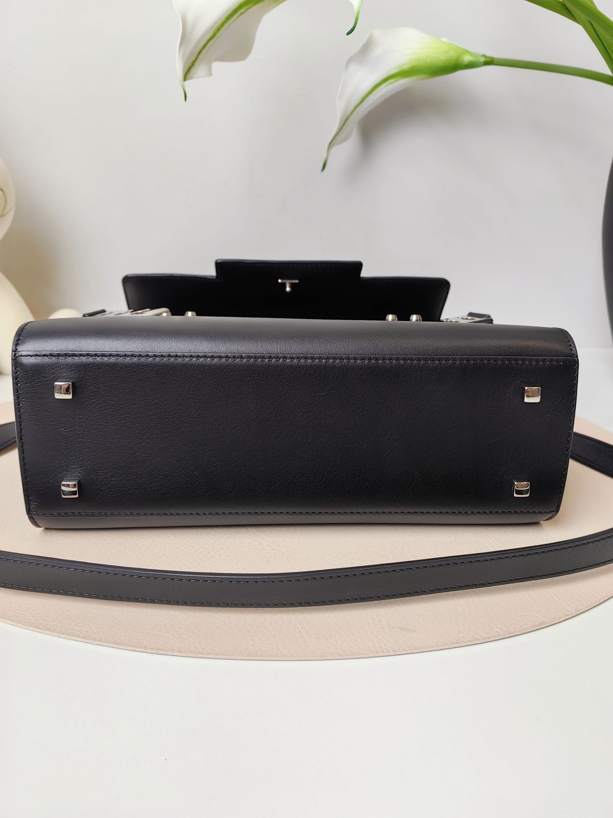 Authentic Delvaux Calfskin Top Handle Bag Black Silver-Tone eBay AG