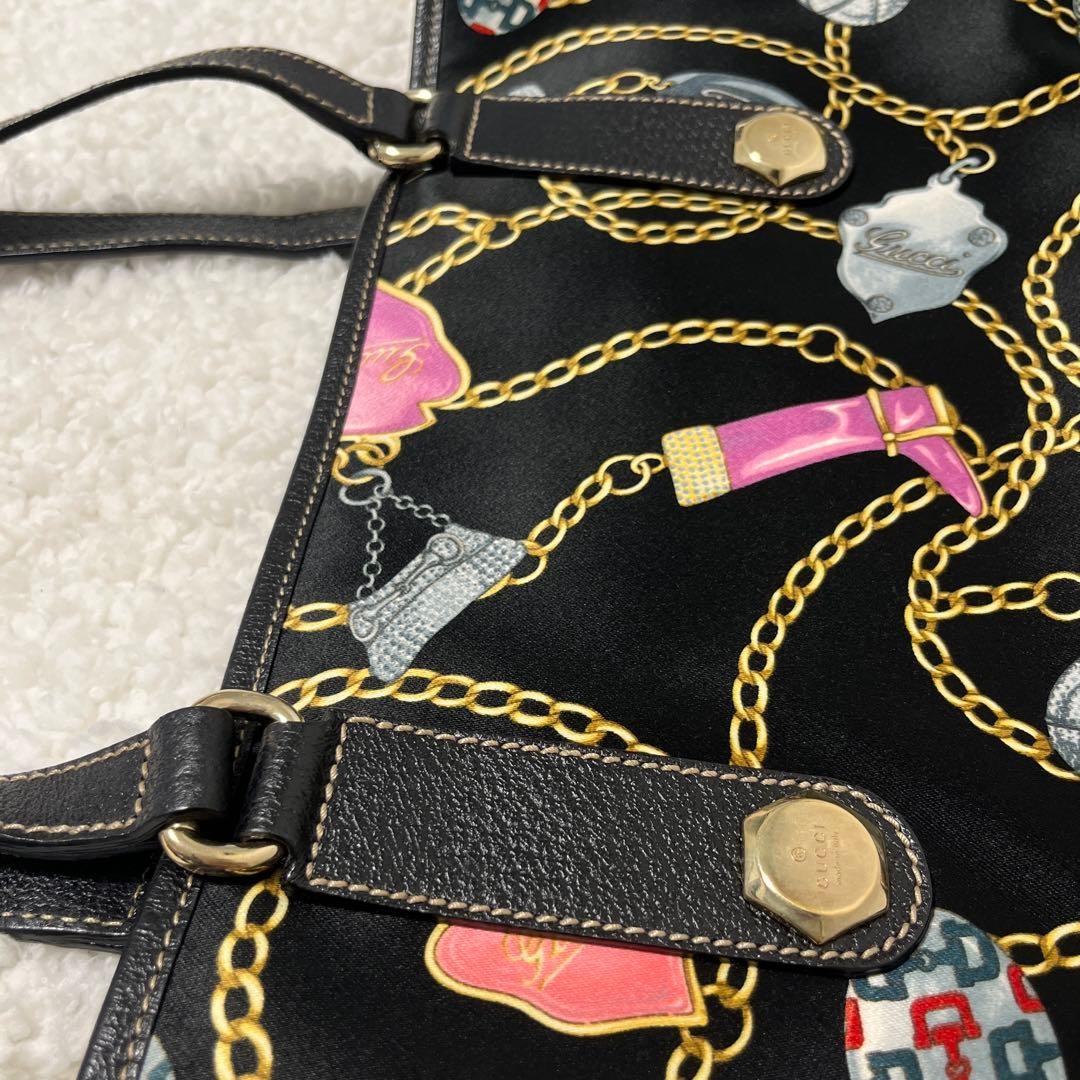 DUTY PAID GUCCI Chain pattern Tote Bag Women Auth 12.40 x 14.37 x 4.33inch