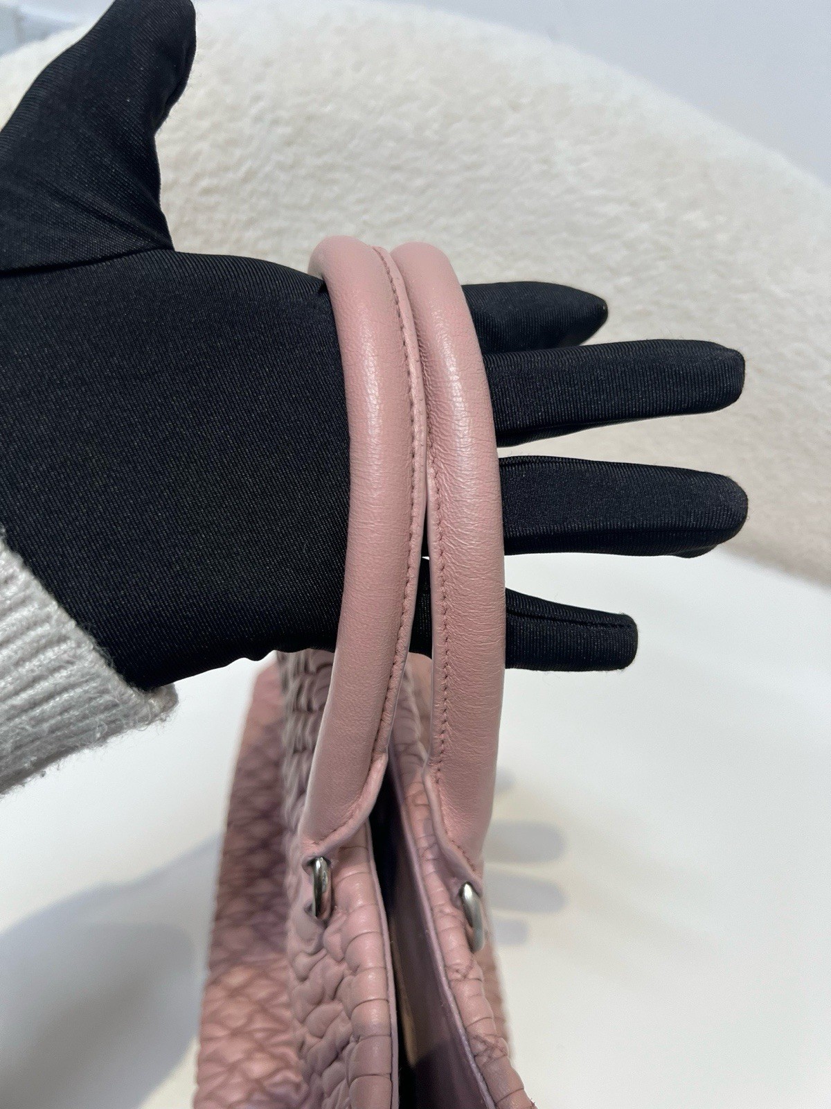 Miu Miu Nude Pink Gem-Embellished Chain Tote Bag (Handheld/Crossbody)