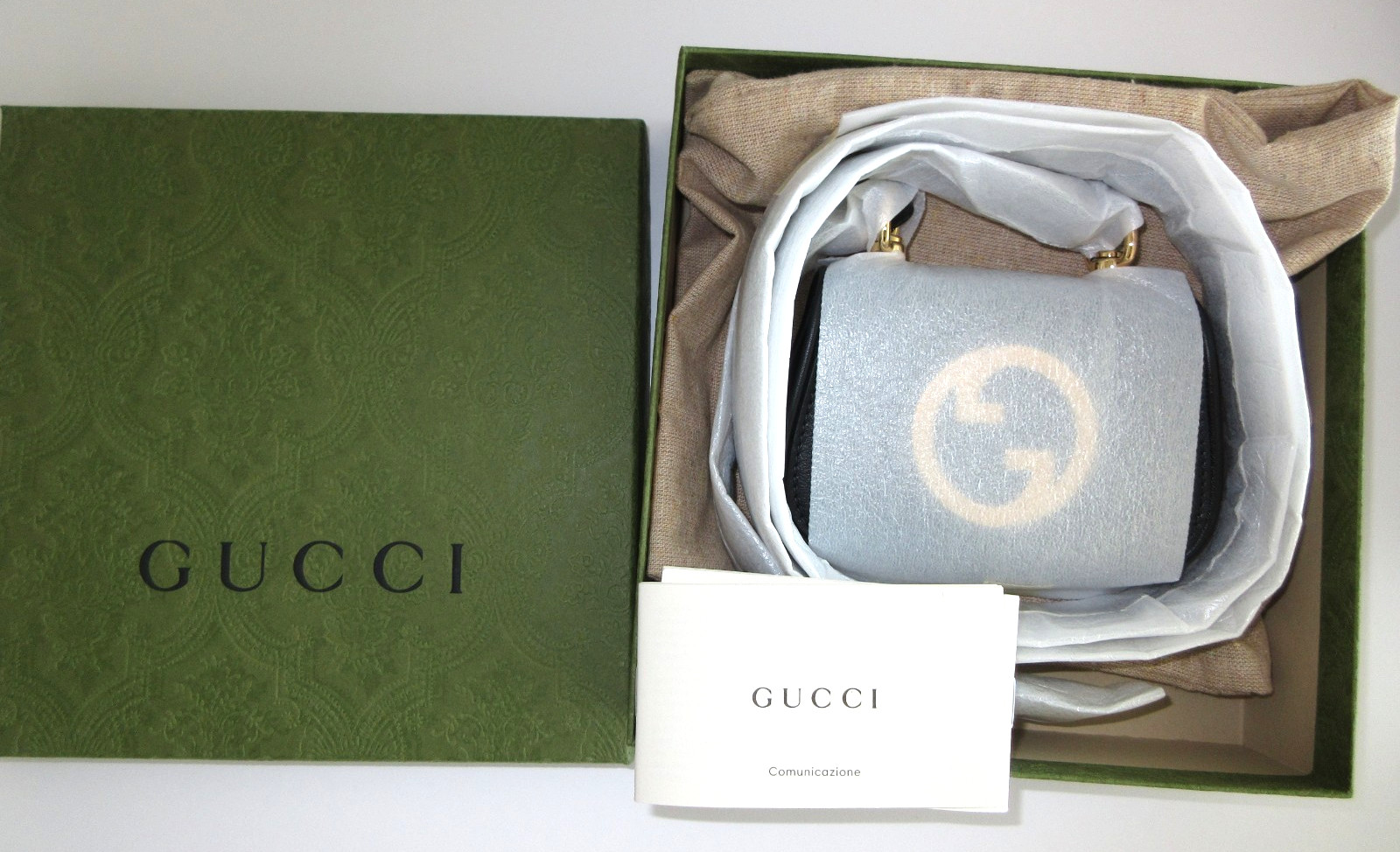 NWT Authentic Gucci Blondie Black Leather Card Case Wallet w/ Strap 698635
