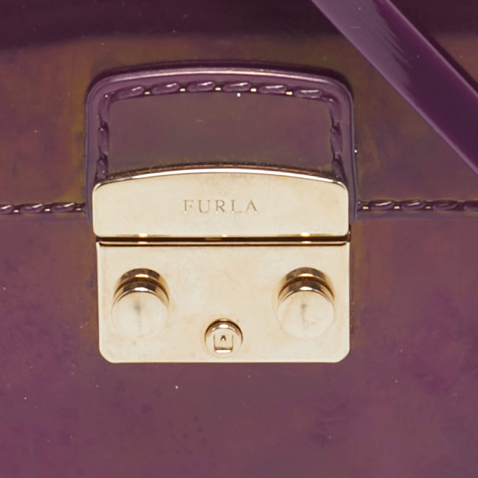 Furla Candy Bon Bon Mini Purple Rubber Top Handle Bag