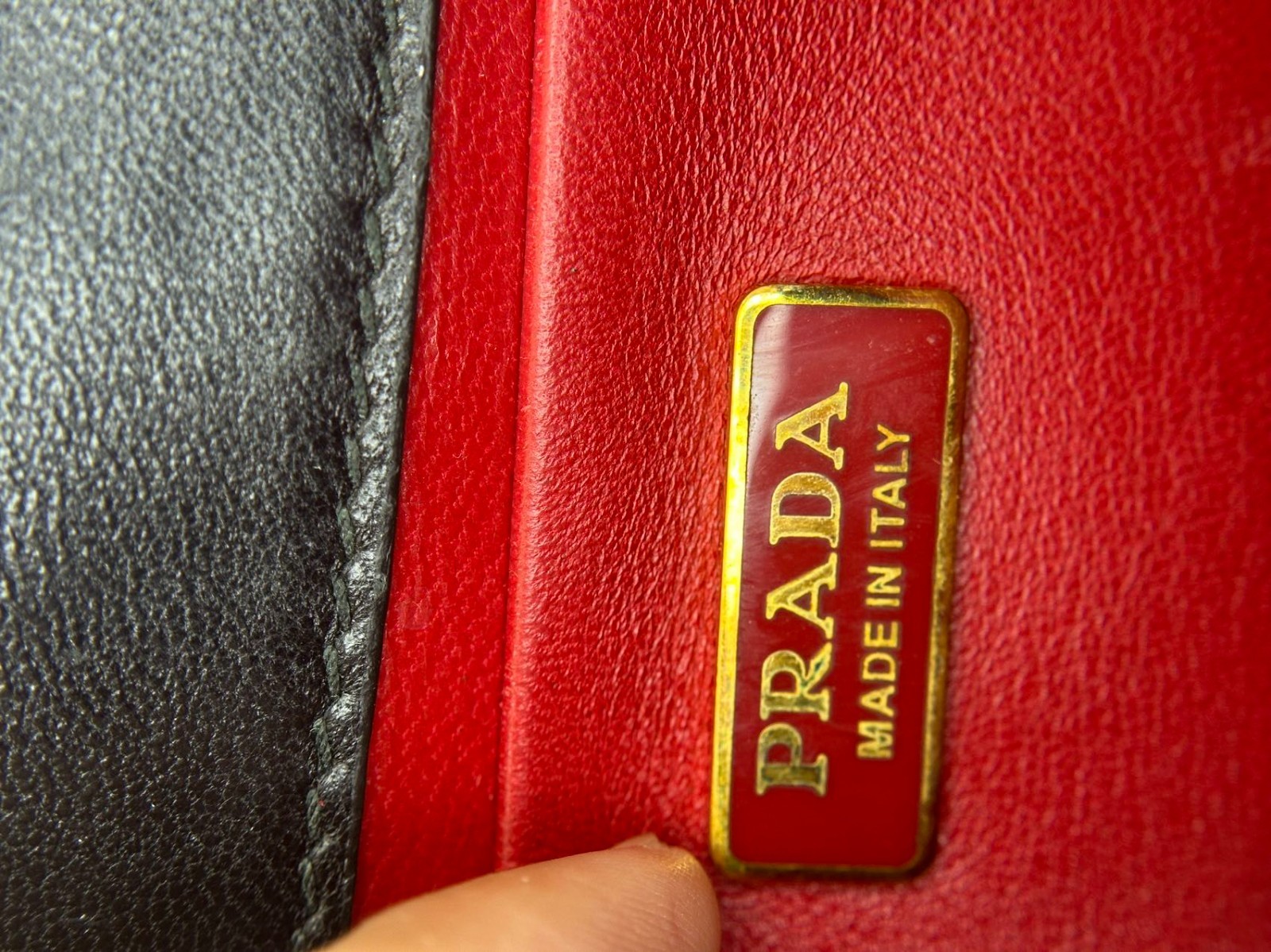 Prada black gold pleated chain bag with mirror sheepskin normal use traces