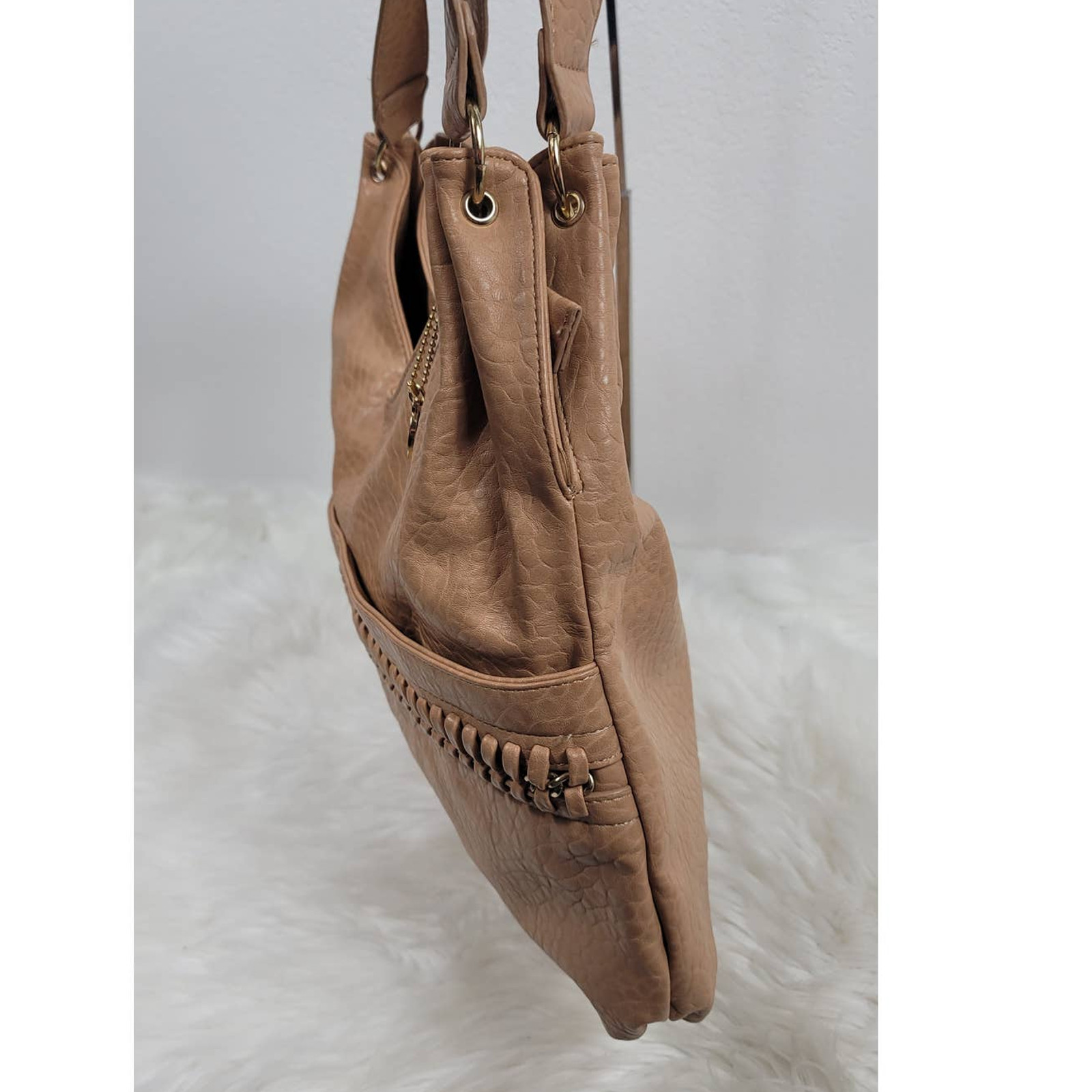 Big Buddha Tan Pebbled Leather Large Purse 7