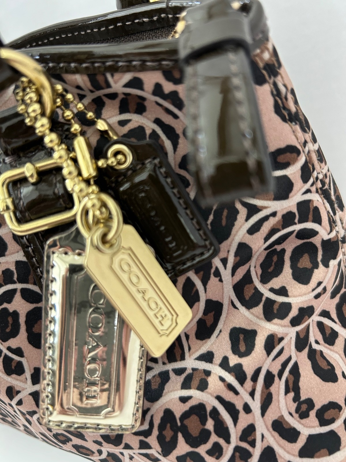 NWT COACH Madison Ocelot Leopard Print OP Art Sateen Sophia Satchel Bag Purse