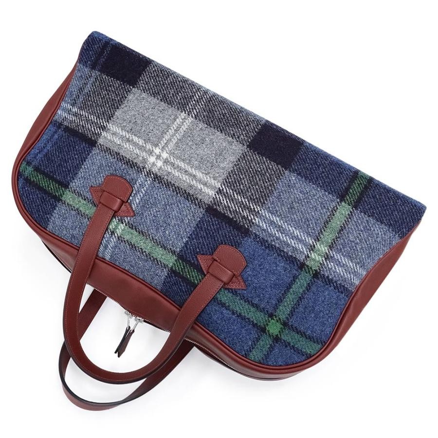 Hermes Gallop De Hermes 50 Top Handle Boston Bag Tweed Leather Blue Rouge Red 99