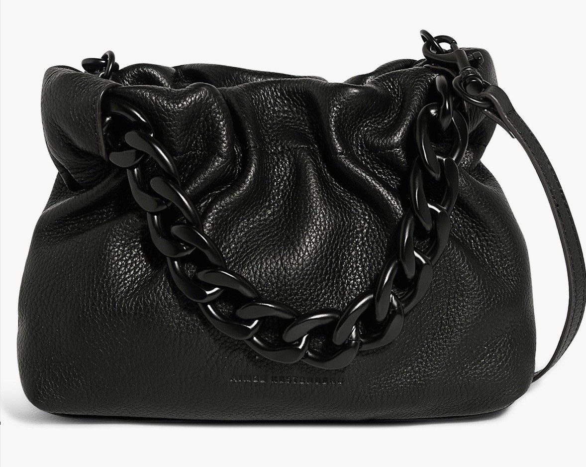 AIMEE KESTENBERG CHAIN HANDHELD CROSSBODY BAG, GENUINE LEATHER, BLACK, NWT