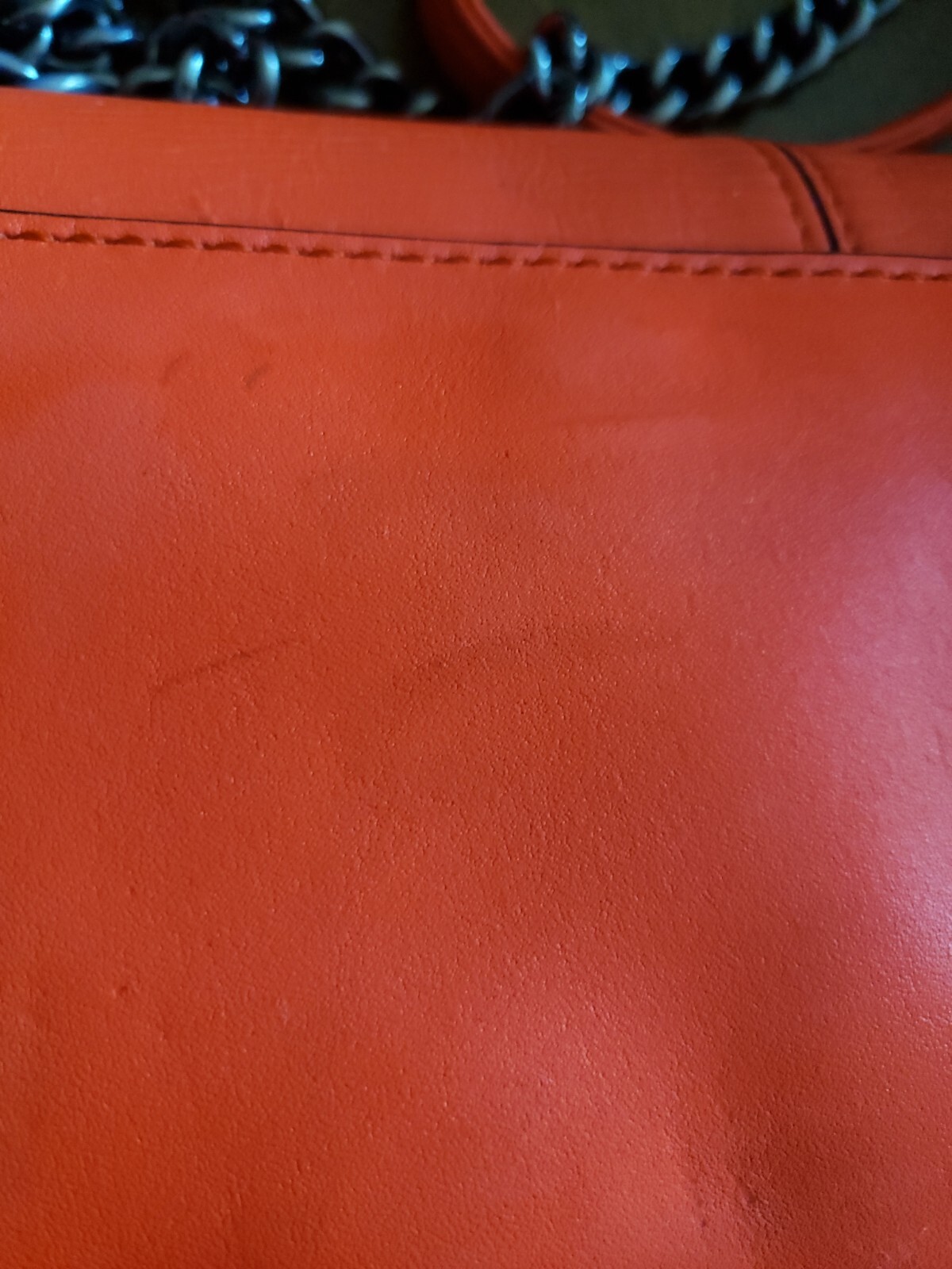 Rebecca Minkoff Women Bedford Crossbody Purse Bag Hot Orange Leather Chain