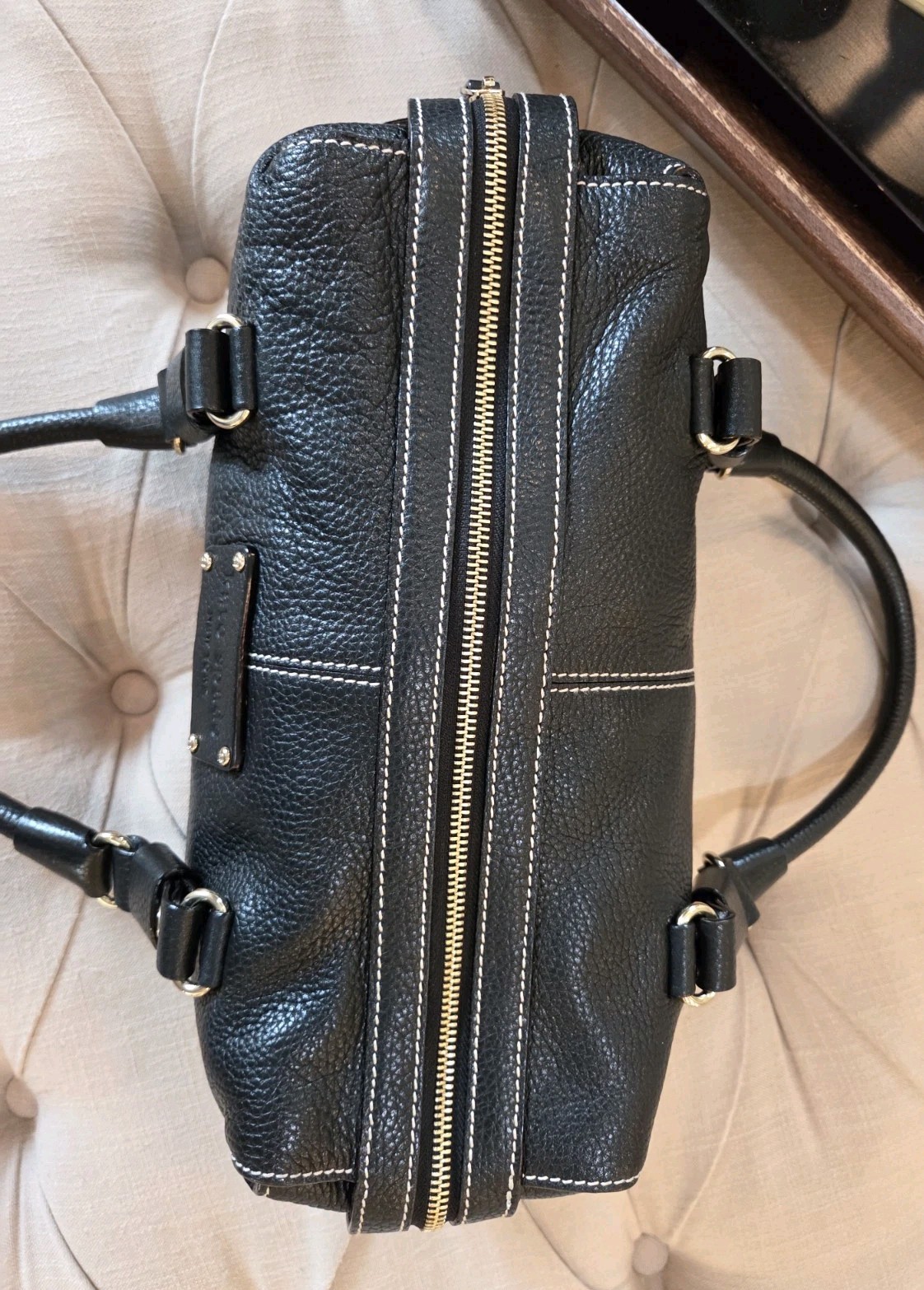 Vintage Kate Spade Cami Foster Black Leather Barrel Bag Satchel Office Workwear