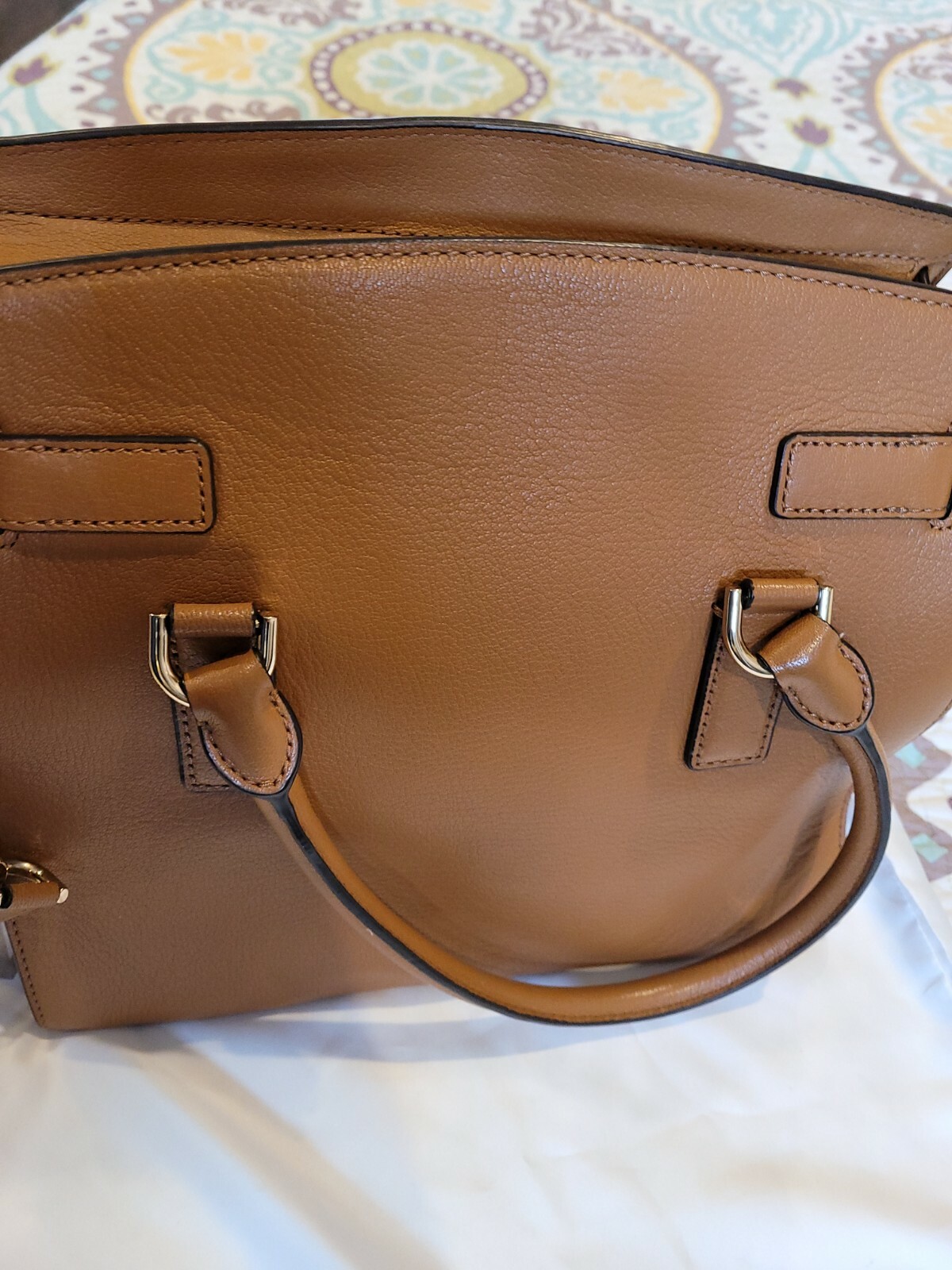 Michael Kors Hamilton Satchel Brown Luggage Gold Lock Hardware EUC CLEAN CLEAN!
