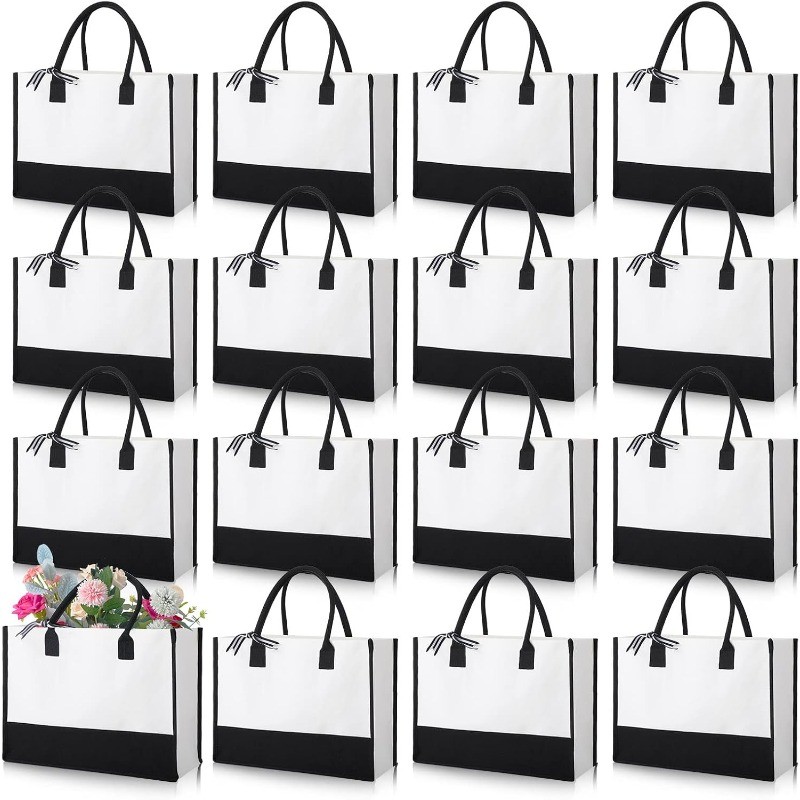 12 Pack Canvas Tote Bags Initial Classic Present Personalized Canvas Beach Bag