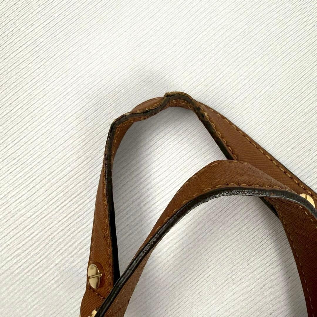 Michael Kors Brown Leather Tote Bag Gold Logo Charm Women Handbag 11.6in