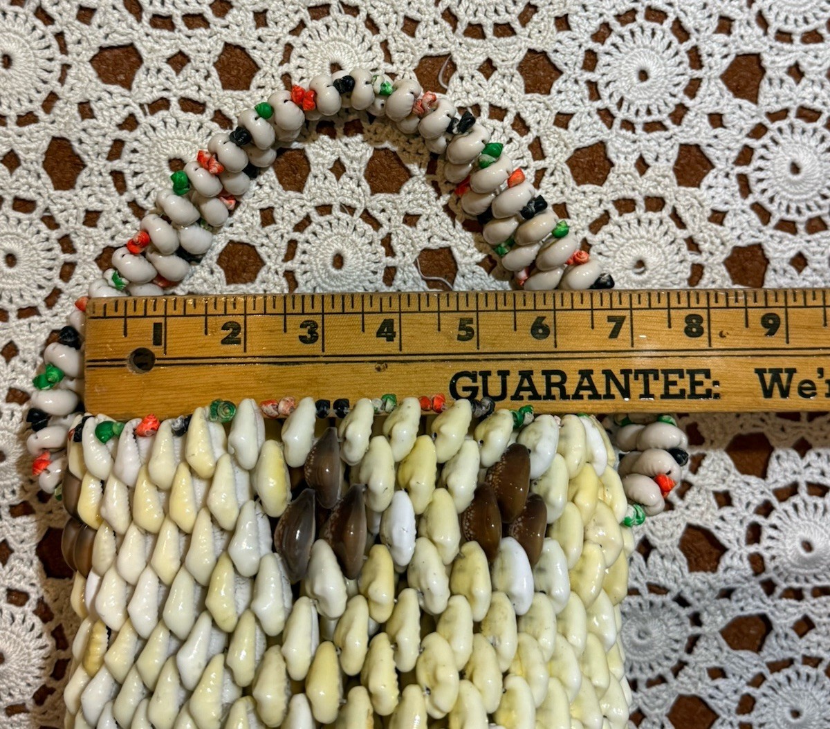 Vtg Shell Seashell Bag Purse Top Handle Boho Retro Festival Beach Photo Shoot