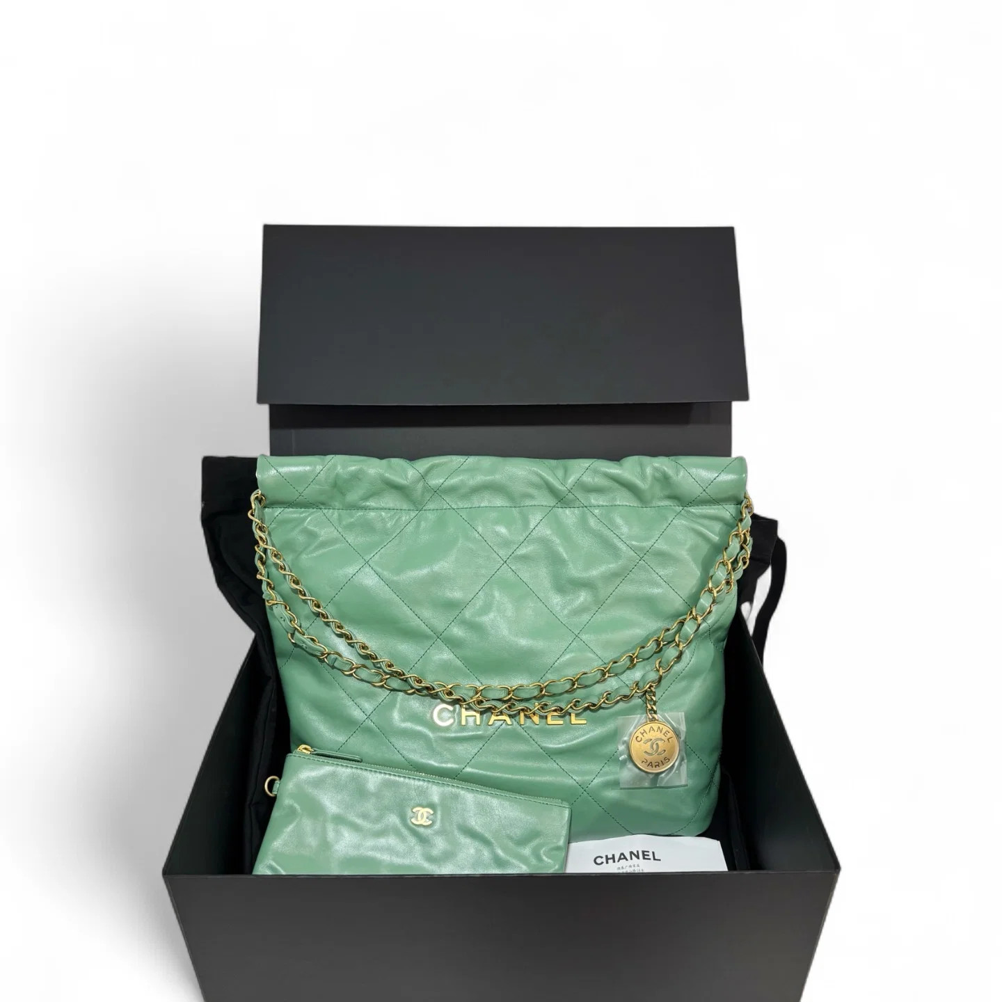 Chanel Quilted Small 22 Green Glazed Calfskin (vv071826a6r)