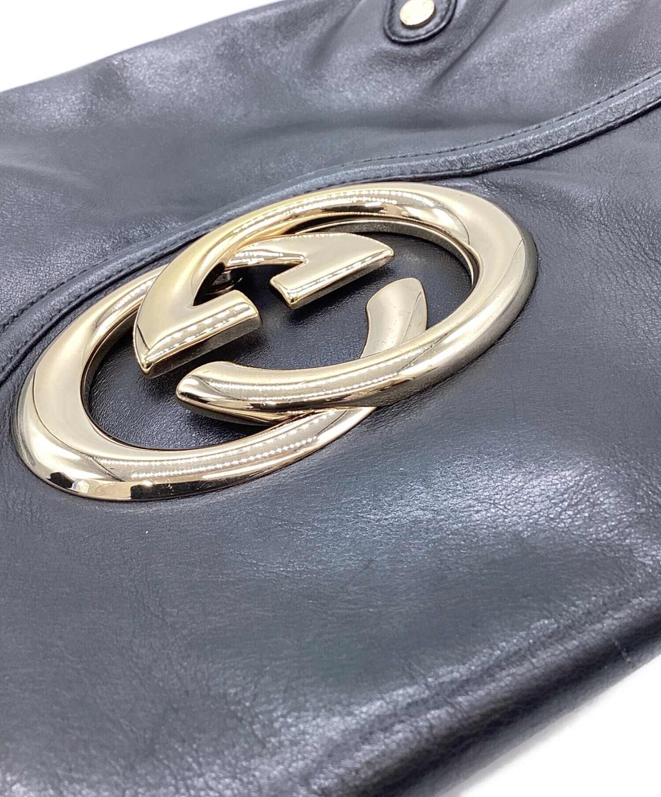 Gucci Women’s Interlocking One-Shoulder Bag Black 181092 Made in Italy Fast Ship