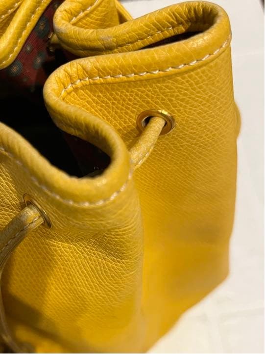 LOEWE Anagram 2-Way Drawstring Shoulder Handbag Yellow Leather Women Strap 120cm