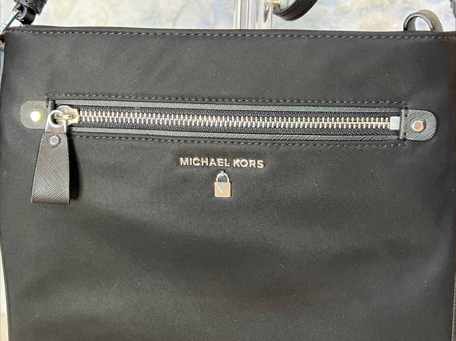 Michael Kors Black Nylon Kelsey Large Crossbody Purse Handbag Brand New w/Tags