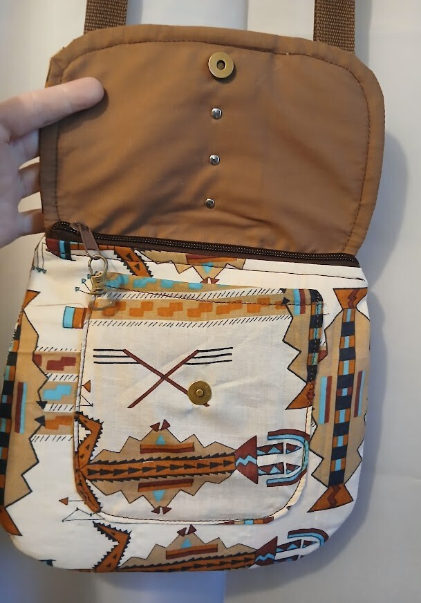 New Western Aztec print Shoulder Bag Purse Cowgirl Brown Turquoise Southwestern