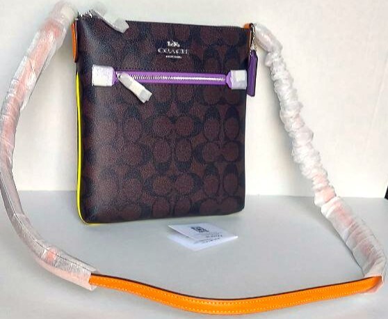 with tags Coach CL671 Mini Rowan File Bag Brown Signature SilverBro G1N